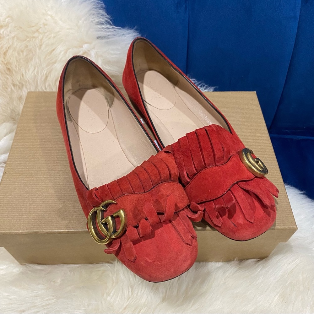 Gucci loafer flats Marmont GG scamosciato